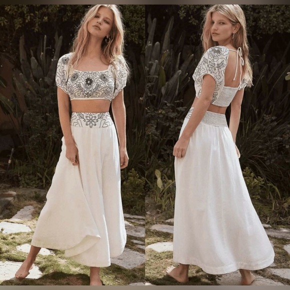 Free People Dresses & Skirts - 🆕 Free People Lotus embroidered set in white with black detail only size small